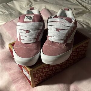 Vans Women's Rose and White Sneakers
